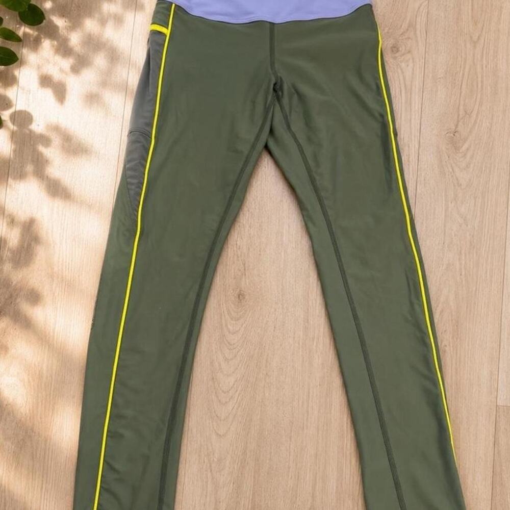 Prana green leggings with yellow